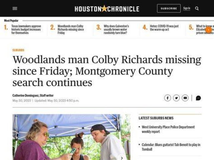 Colby Richards Search continues for missing Woodlands man
