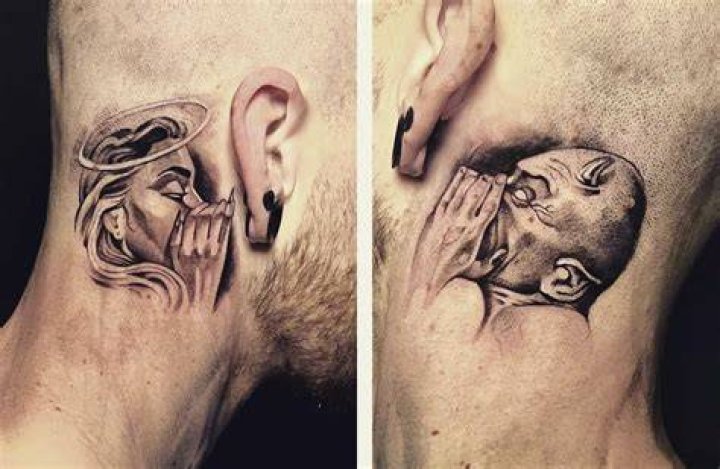 Devil Whispering In Ear Tattoo Meaning Tattoo Of An Angel Whispering