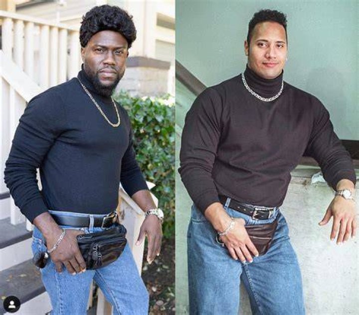 Kevin Hart dresses up as Dwayne "The Rock" Johnson for Halloween (Photo