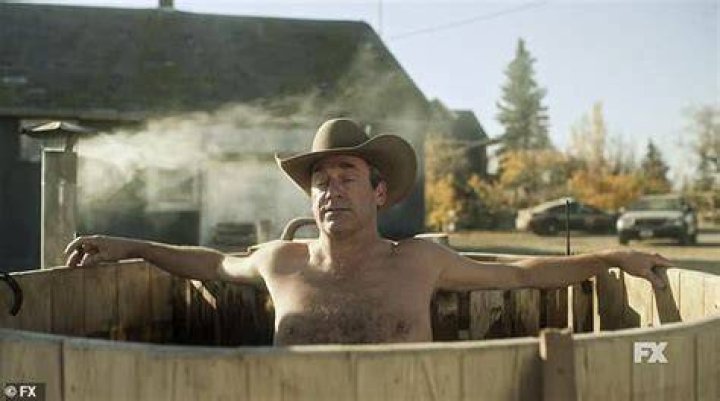 Outdoors tub:&nbsp;Sheriff Roy Tillman, played by 52-year-old Jon, was shown soaking in an outdoors hot tub with nipple rings showing